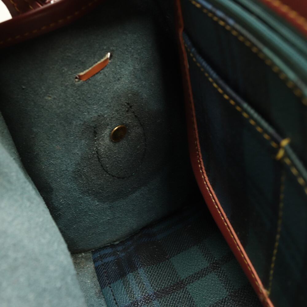 Vintage Polo Ralph Lauren Plaid Boston Bag Satchel Leather Trim Top Handles - Picture 15 of 16